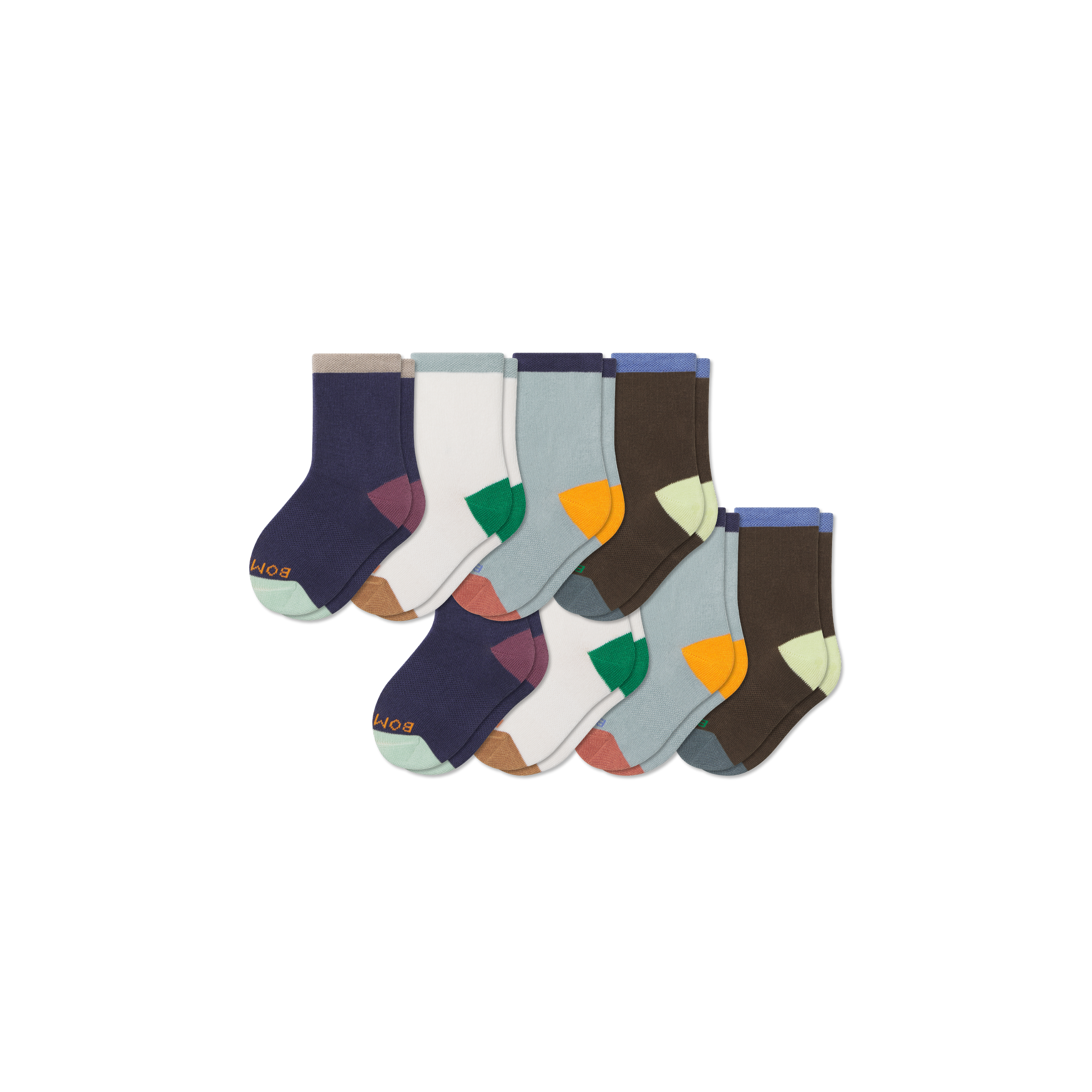 Junior Lightweight Calf Sock 8-Pack - Navy Moss Mix L