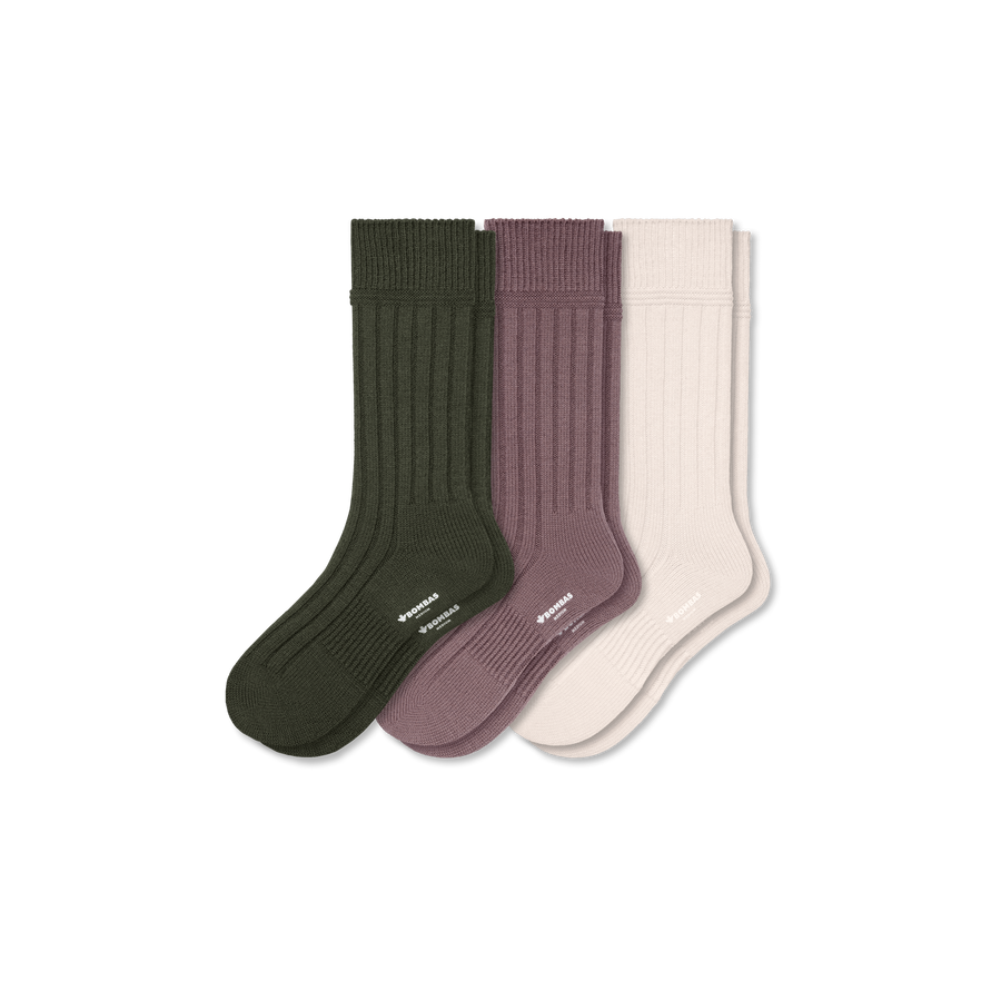 Men's Merino Blend Rib Calf Sock 3-Pack - Simple Style