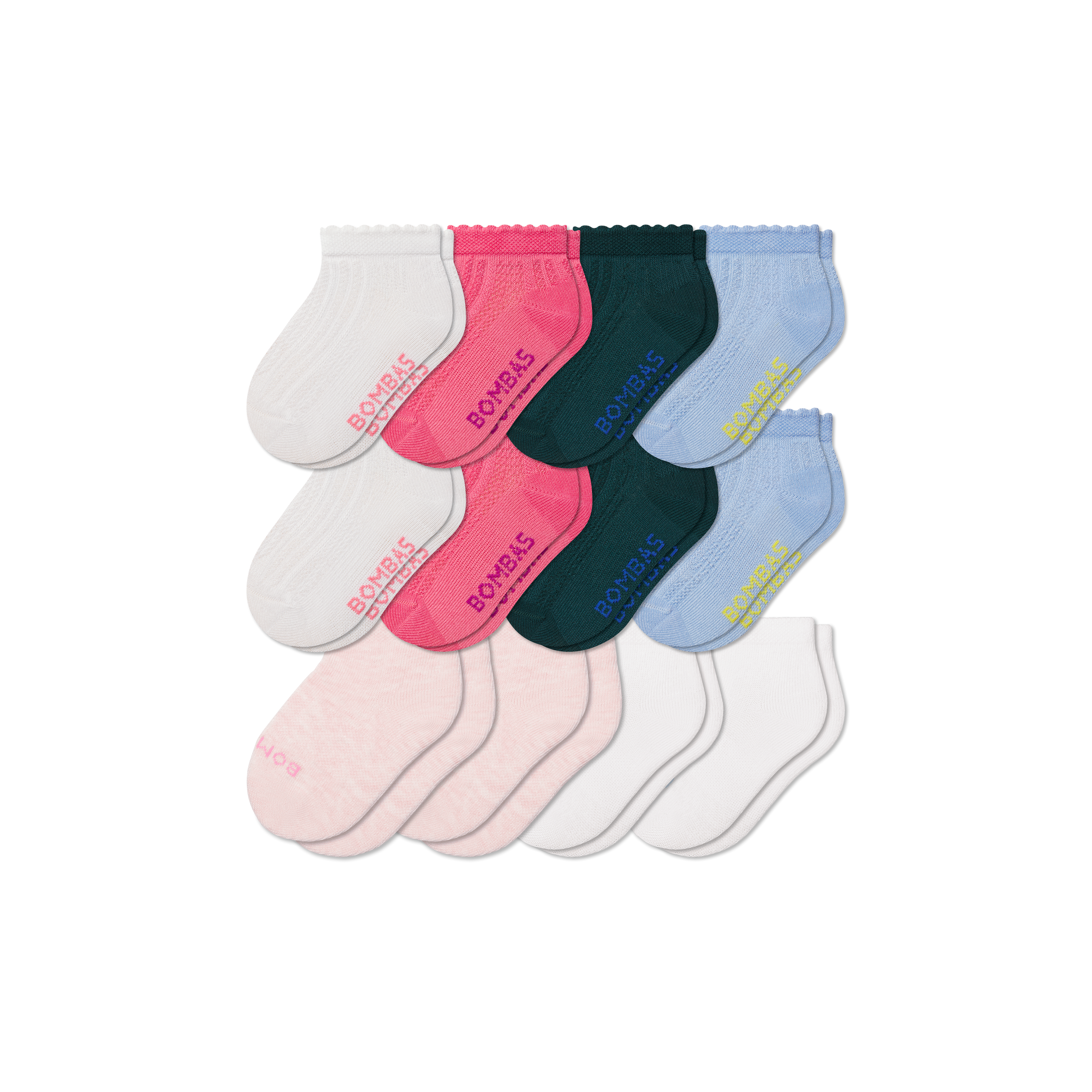 Junior Lightweight Ankle Sock 12-Pack - Pink Cloud Mix L