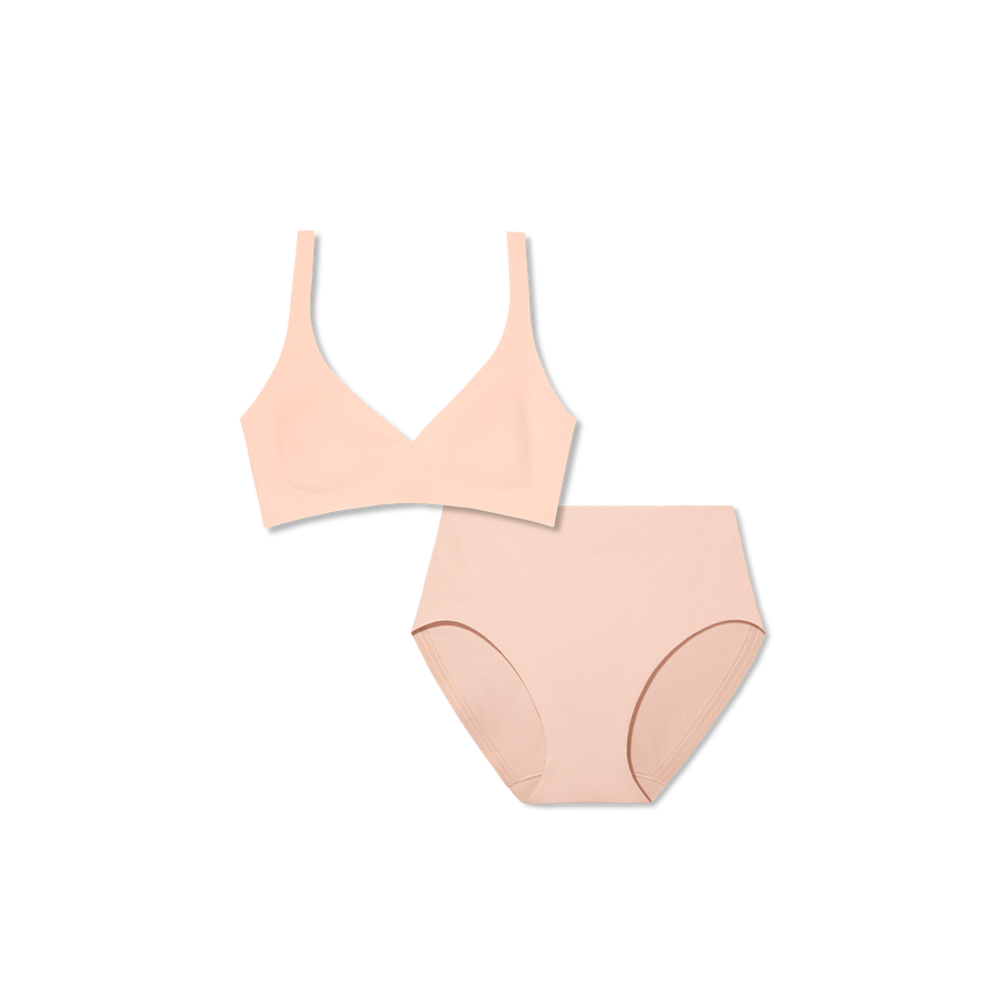 Women’s No Show Plunge Bralette + High Rise Brief Pack - Fresh Comfort