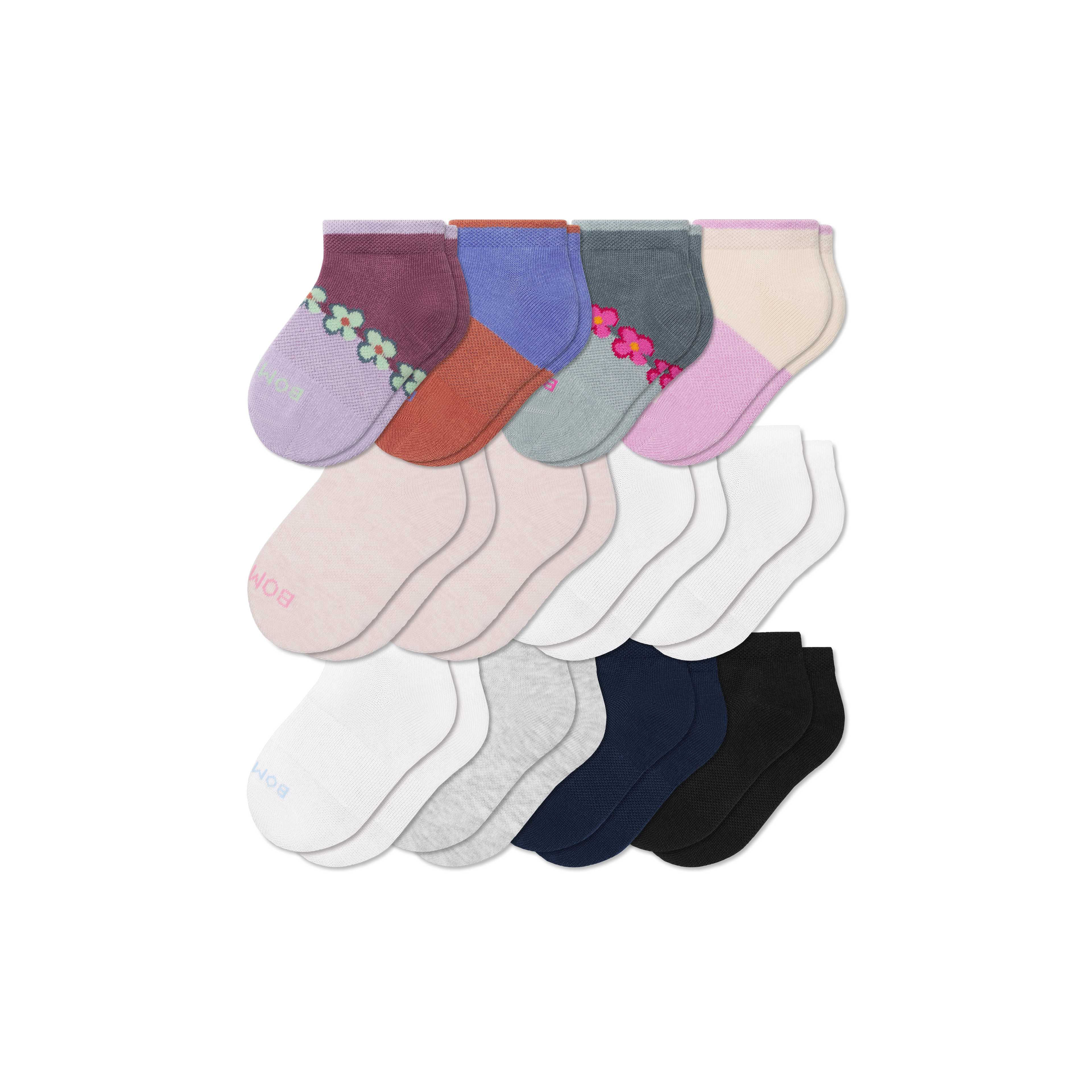 Junior Lightweight Ankle Sock 12-Pack - Purple Surf Mix L