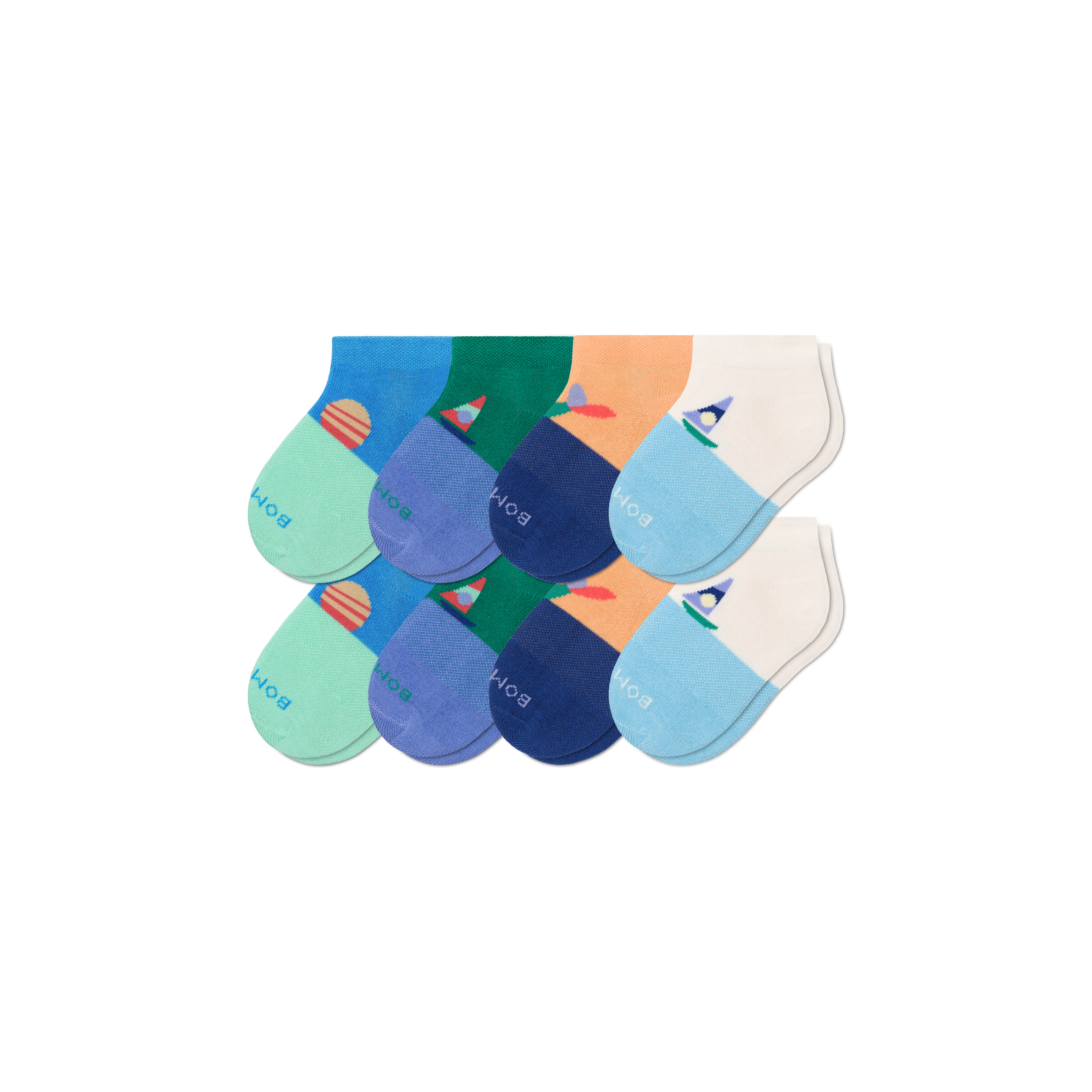 Junior Lightweight Ankle Sock 8-Pack - sky sail mix L