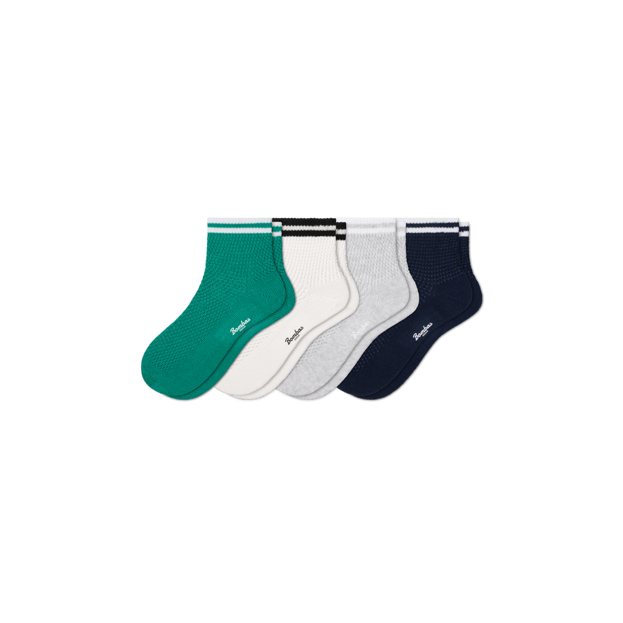 Women's Vintage Stripes Open Knit Quarter Sock 4-Pack - Everyday Pair