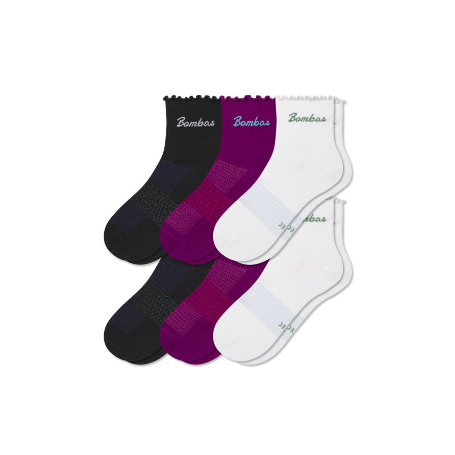 Women’s Ruffle Sport Quarter Sock 6-Pack - Daily Pick