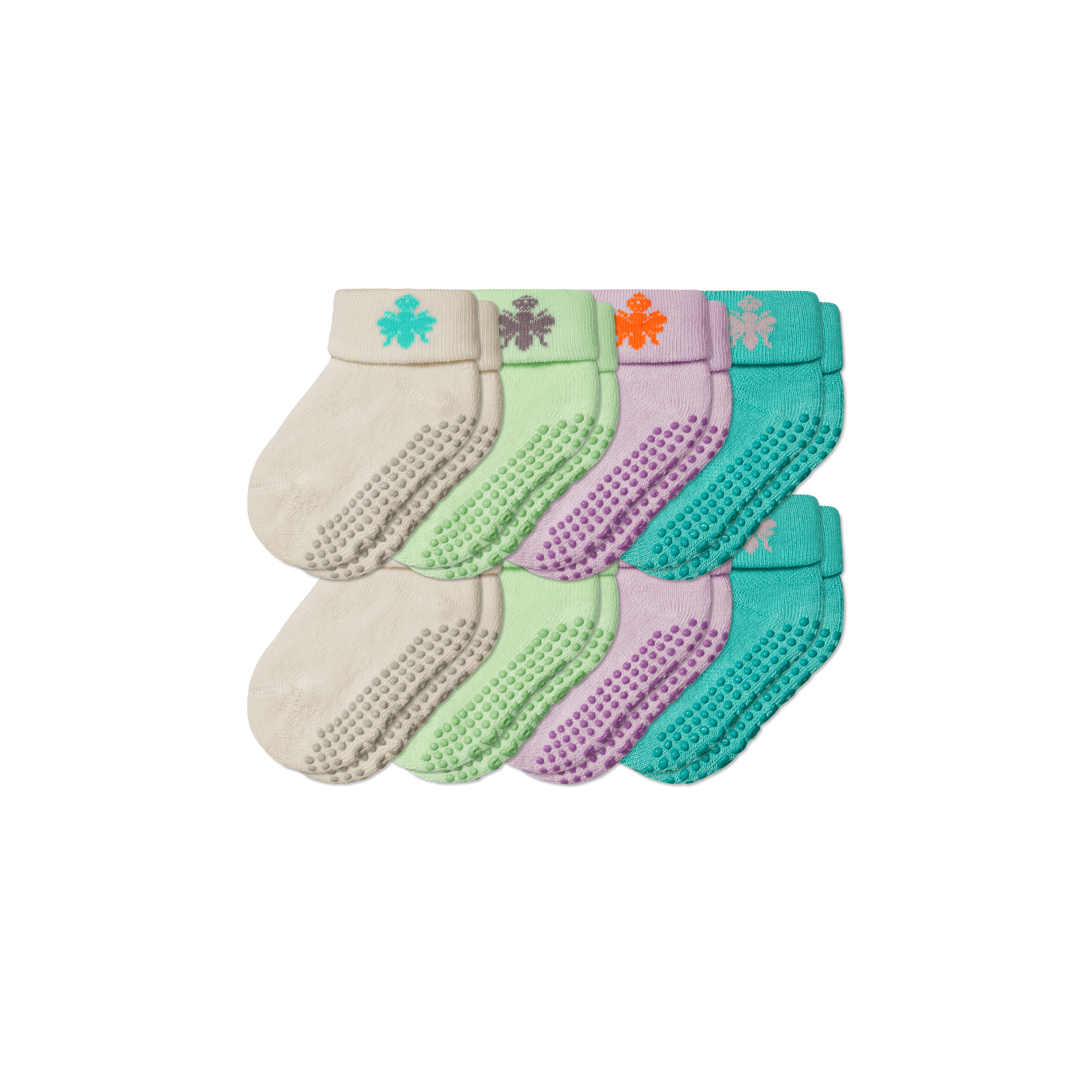 Baby Gripper Socks 8-Pack (6-12 Months) Washed Lavender Mix L