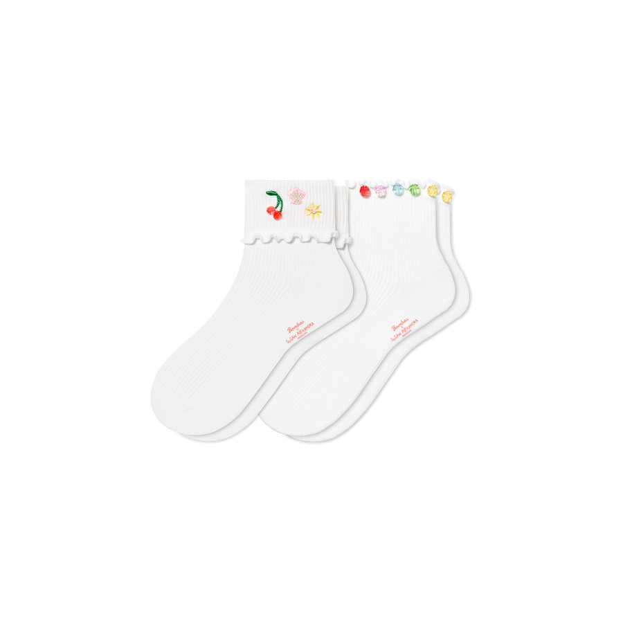 Bombas x Susan Ruffle Rib Quarter Sock 2-Pack - Daily Cushion