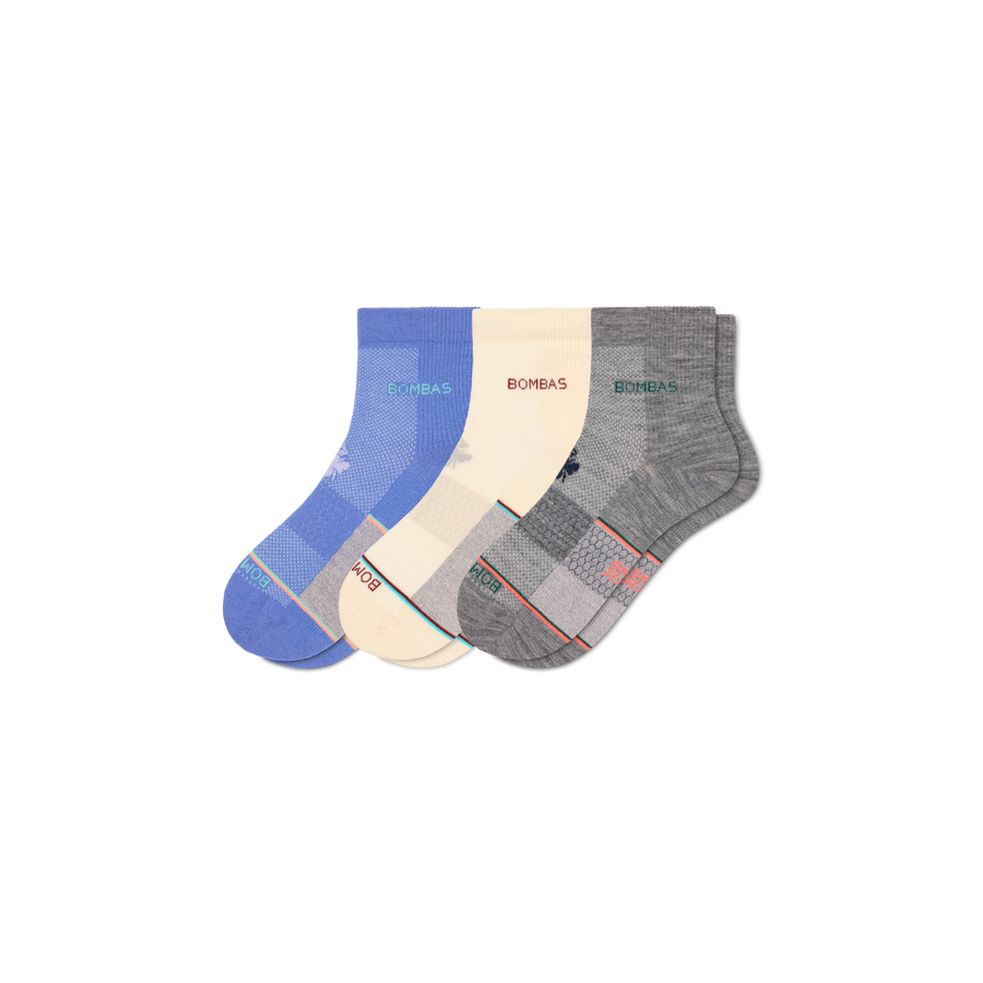 Women's Sport Merino Wool Blend Quarter Sock 3-Pack - Simple Style