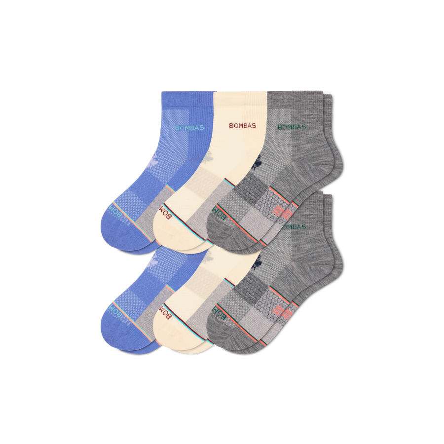 Women's Sport Merino Wool Blend Quarter Sock 6-Pack - All Day Fit
