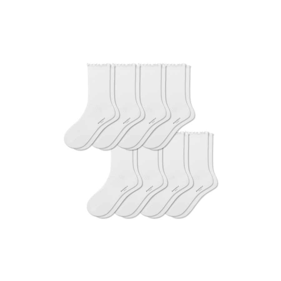 Women's Ruffle Rib Half Calf Sock 8-Pack - Light Cushion